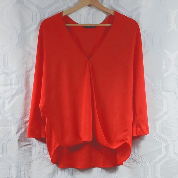 Banana Republic Fire Red Elegant Blouse Size Petite Small - Picture 3 of 12